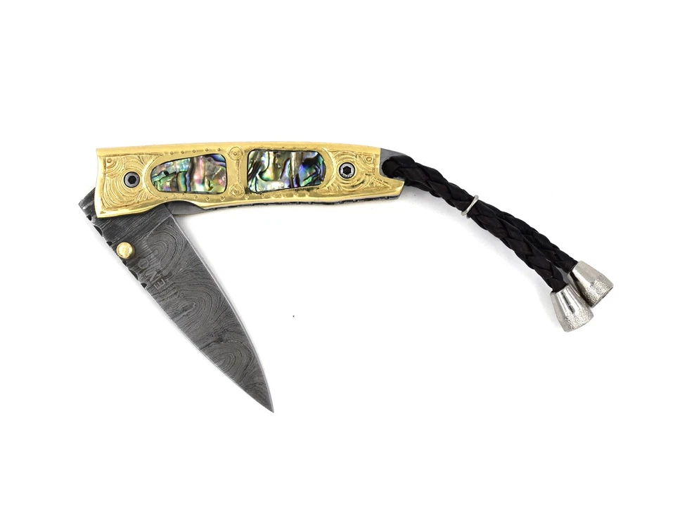 Custom Handmade Folding Knife (Abalone Shell & Brass Handle ) - Image 3 of 4