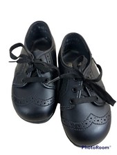 Vtg Small Steps Infant Toddler Shoes Boy Sz 5 Black Oxford Wingtip Made In USA