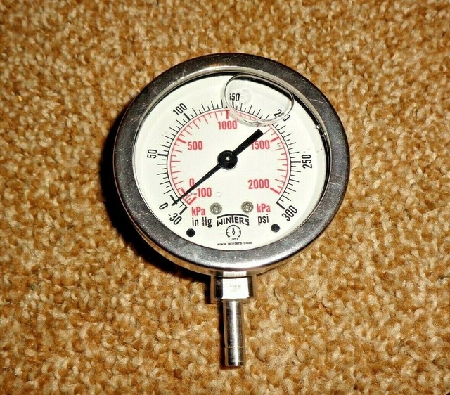 Winters Liquid Filled Stainless Pressure Tube Stub Gauge PTS867TS 2.5