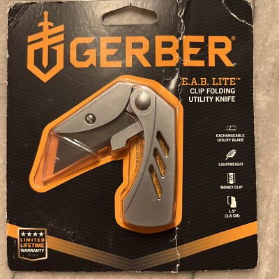 Gerber E.A.B Lite Clip Folding Utility Knife 1-1/2'' Blade Stainless Steel Handle