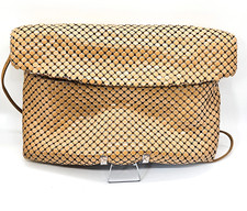 Whiting and Davis nude natural enamel metal mesh vintage purse