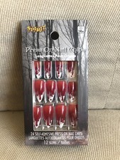 NEW Spirit Halloween 24pc Press On Nails Bloody Stiletto Style, Horror, Scary
