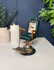 Green Vintage Barber Chair Desk Table Clock Gift | Vintage Retro Style Clock