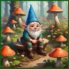 30 Custom Mushroom Gnome on Tree Stump Personalized Address Labels