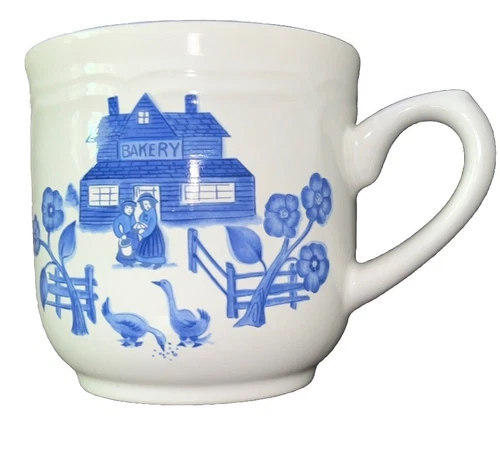 Vintage International Tableworks Coffee Cups Blue Mug Bakery Apple Pie Japan