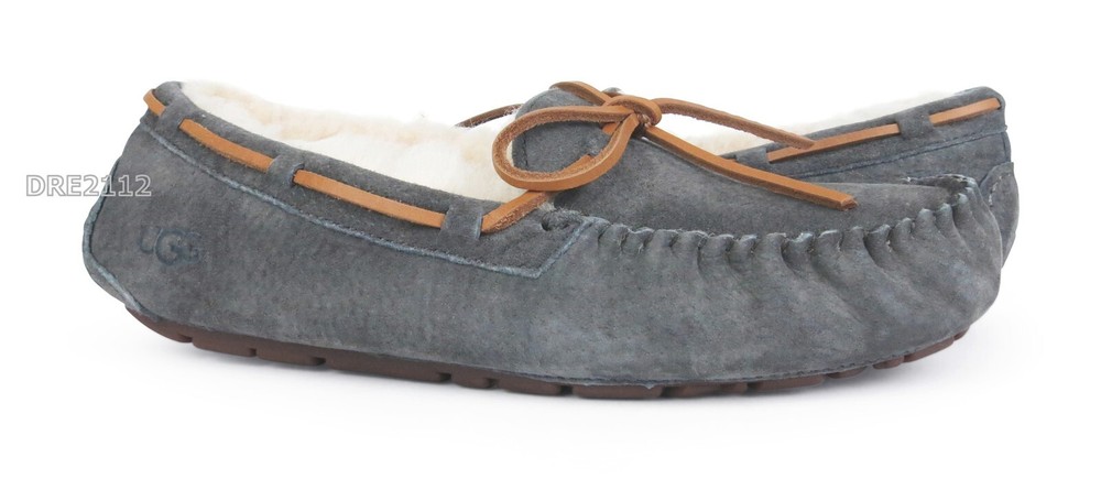 UGG Dakota Pewter Suede Fur Slippers Womens Size 9 *NEW*