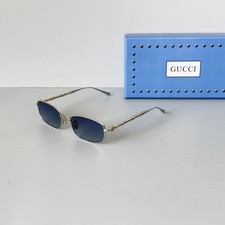Gucci GG2155S Sunglasses Silver Frame Blue Gradient Lens With Box
