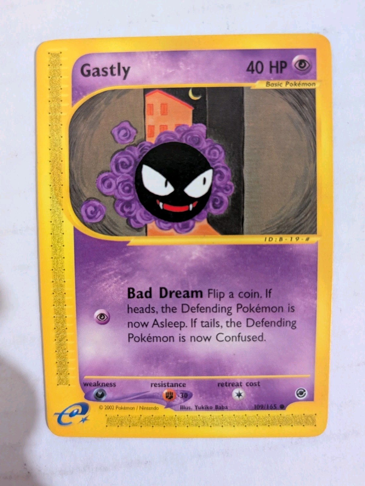 VINTAGE 2002 POKEMON GASTLY 109/165 EXPEDITION (e-Reader) REGULAR NM