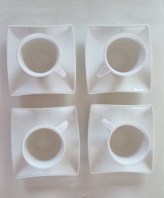 4 Espresso Tassen mit quadrat. Untertassen. MAXWELL & WILLIAMS ''white basics''