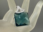 VINTAGE ESTATE SILVER PLATED RHINESTONE BLUE FACET CUT SQUARE CRYSTAL PENDANT — photo 6