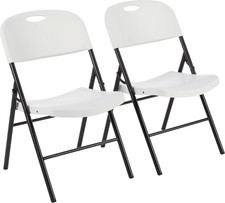 Folding Plastic Chair, 350-Pound Capacity, White, 2-Pack