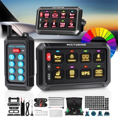 Wireless RGB 8 Gang Switch Panel 12v 24v Remote Control Circuit Relay System Kit