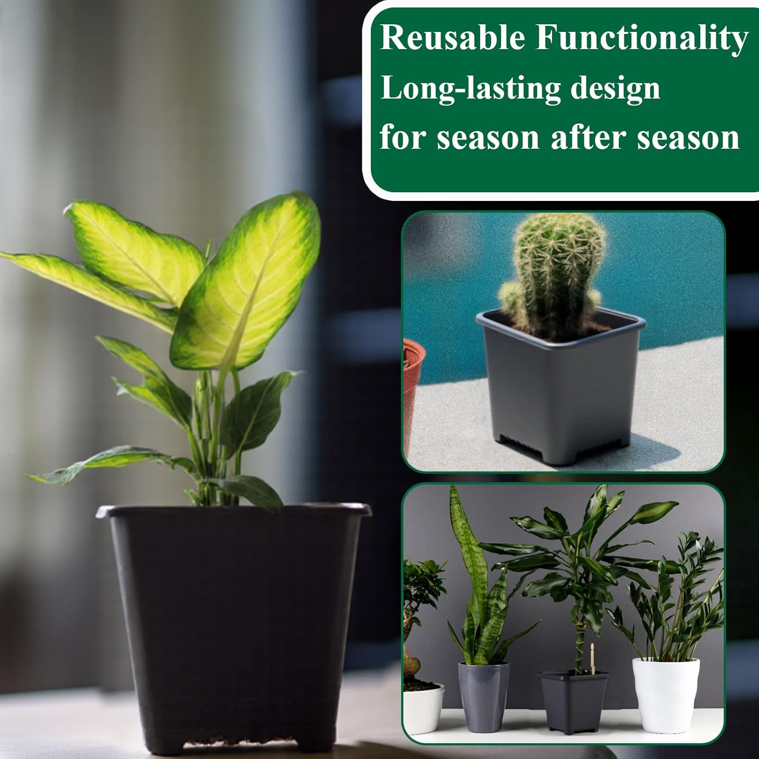 25 Packs Square Nursery Pots for Plants 3.5 Inch Succulent Plant Pots Set Plasti