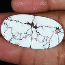 natural WILD HORSE pair cabochon loose gemstone 32.20 Carat. (19 x 20 x 03 mm)