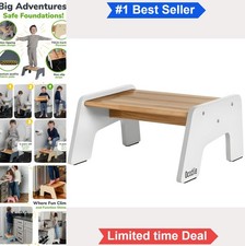 Kids Step Stool Wooden 400 Lb Capacity White Anti Slip Non Tip Potty Training