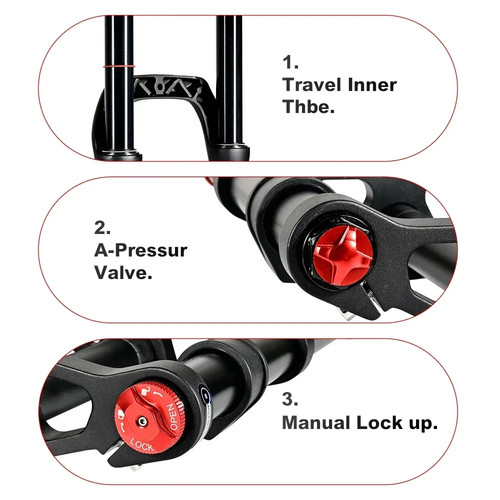 Snow Bike Air Suspension Fork MTB E-Bike Fork 135mm Travel 20/26*4.0 Inch - Picture 5 of 25