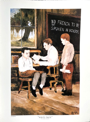 GEORGE RODRIGUE SAGA OF THE CAJUNS-HE BURT YES-A BEAR NO-NO FRENCH 18 X 24 w/COA