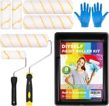 DIYSELF Paint Roller, 8 Pack Roller Kit, Rollers 9 Inch 4 8 
