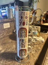 4 BOSTON WAREHOUSE Stackable 14oz MUG Cup SET...