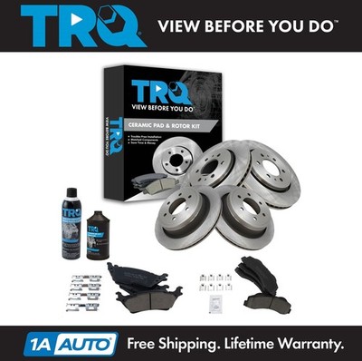 TRQ Brake Rotor & Ceramic Pad Front & Rear Kit w/Chemicals for 12-17 F150