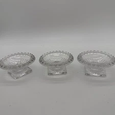 Set of three vintage crystal pedestal open salt Cellars