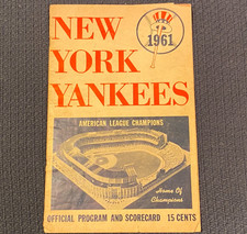 Aug 7 1961 New York Yankees Baseball Program v Angels Scorecard Vtg Mantle