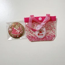 Marron Cream Pool Bag Mini Pouch Set + Embroidered Badge  VGC,