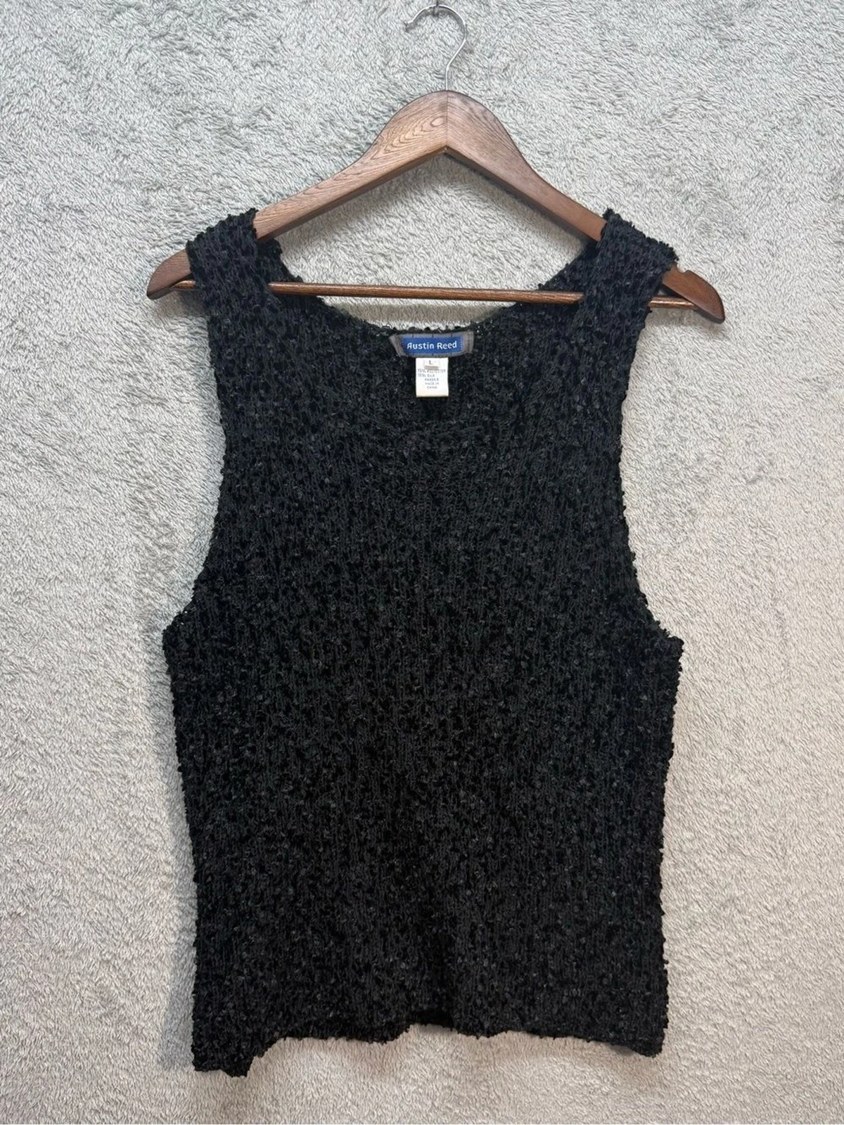 Austin Reed Black Popcorn Knit Silk Blend Sleeveless Top Tank Sweater - product detail image 1