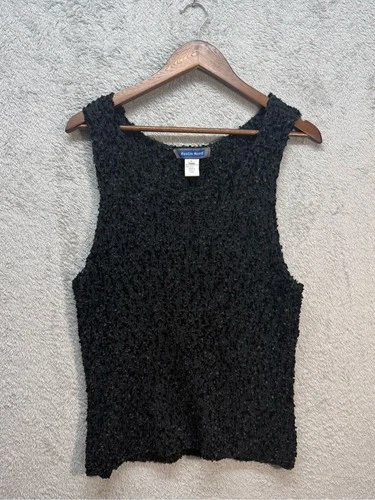 Austin Reed Black Popcorn Knit Silk Blend Sleeveless Top Tank Sweater video thumbnail