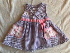 Vintage Young land Girls Purple Gingham Seersucker Butterfly Floral Dress 3-6M