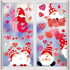 CCINEE Valentine's Day Window Cling,6 Sheet Heart Gnome Elf 1