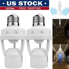 2Pcs E27 LED Light Lamp Bulb Holder Socket Switch Infrared PIR Motion Sensor USA