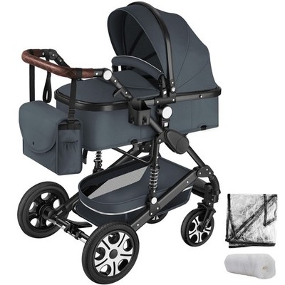 Kombi-Kinderwagen Mats, klappbar, 5-Punkt-Gurt Buggy Babywagen anthrazit B-Ware