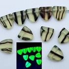 Striped Triangle Uranium Glass Beads 9mm Czech Matte Green 10pcs Art Deco