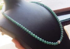 Video Certified Green Natural A JADE Jadeite Beads Necklace 25 inches 719710