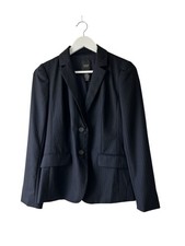 J. Crew Super 120s Black Pinstripe 100 Wool Lined Blazer Jacket Size 4 Bosscore