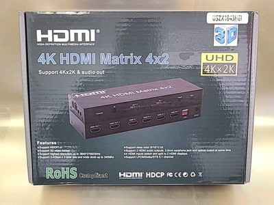 FERRISA 4x2 HDMI Matrix Switch, 4 in 2 Out Matrix HDMI Video Switcher Splitter