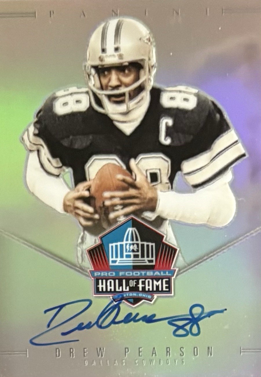 DREW PEARSON SIGNED PANINI HALL OF FAME SILVER PRIZM AUTO  HOF-COWBOYS