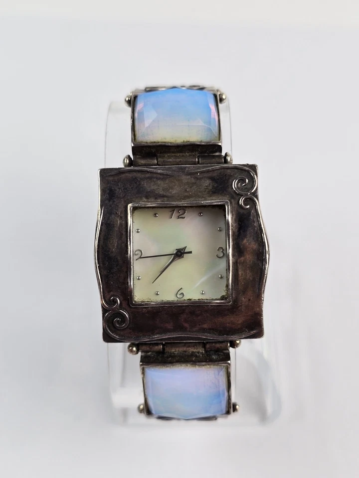 Женские кварцевые часы Shablool TL Israel серебро 925 пробы лунный камень ход 32 мм - Изображение 2 из 4