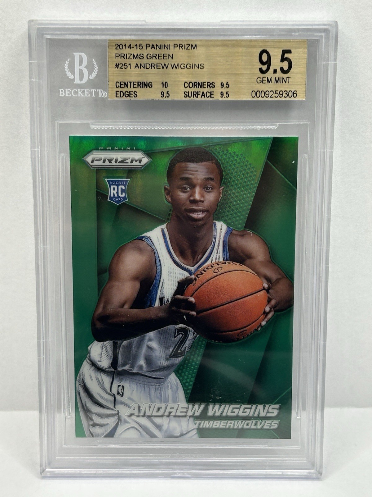 2014 Andrew Wiggins Green Prizm Rookie 251 BGS 9.5