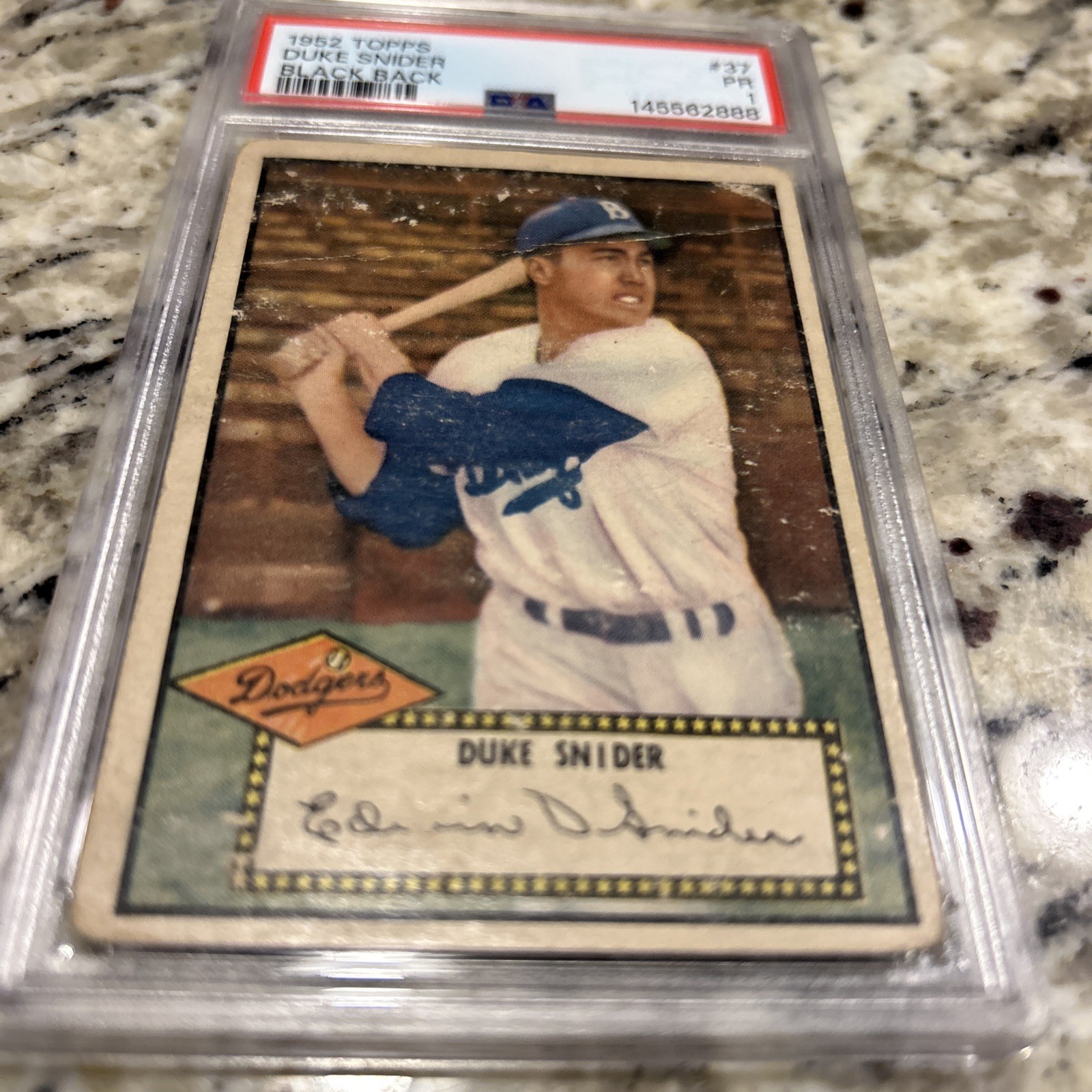1952 Topps # 37 Duke Snider PSA 1 view 2