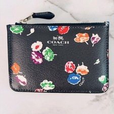 Coach Navy Blue Floral Key and Card Holder Style F65444