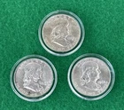 Franklin Half Dollar Lot of 3 - 90% Silver - Excellent Detail and Luster!