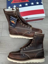 Thorogood American heritage Men's 8" brown Leather Moc Toe Work Boots size 13 2E