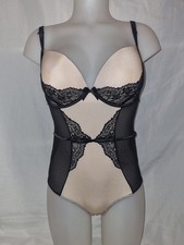 Gorgeous black Beige BOUX AVENUE Push-up bodysuit top Lingerie size 12 D/DD