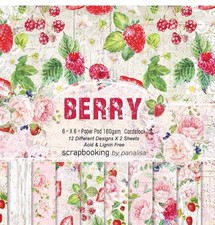Berry Craft Paper Pack 6"x 6" 12 designs x 2 sheets Pink Berry Cardstock