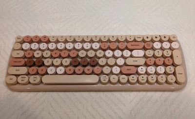 Mofii BT Wireless Keyboard Nice Condition Works Good Beige And Pink Color Keys