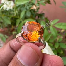 15 Ct Blue Sapphire Ring 11 mm Stone Handmade Artisan Jewelry in 925 Silver