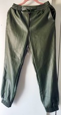 Francesca's Faux Leather Jogger Pants With Side Pockets Small Olive