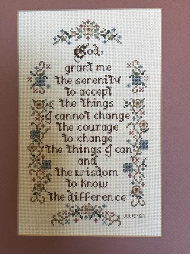 Marco de madera punto de cruz vintage The Serenity Prayer 1997 15x12" ¡EXCELENTE! - Imagen 2 de 4